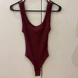 LULULEMON burgundy ribbed modal cotton tank body suit size 0 XS
